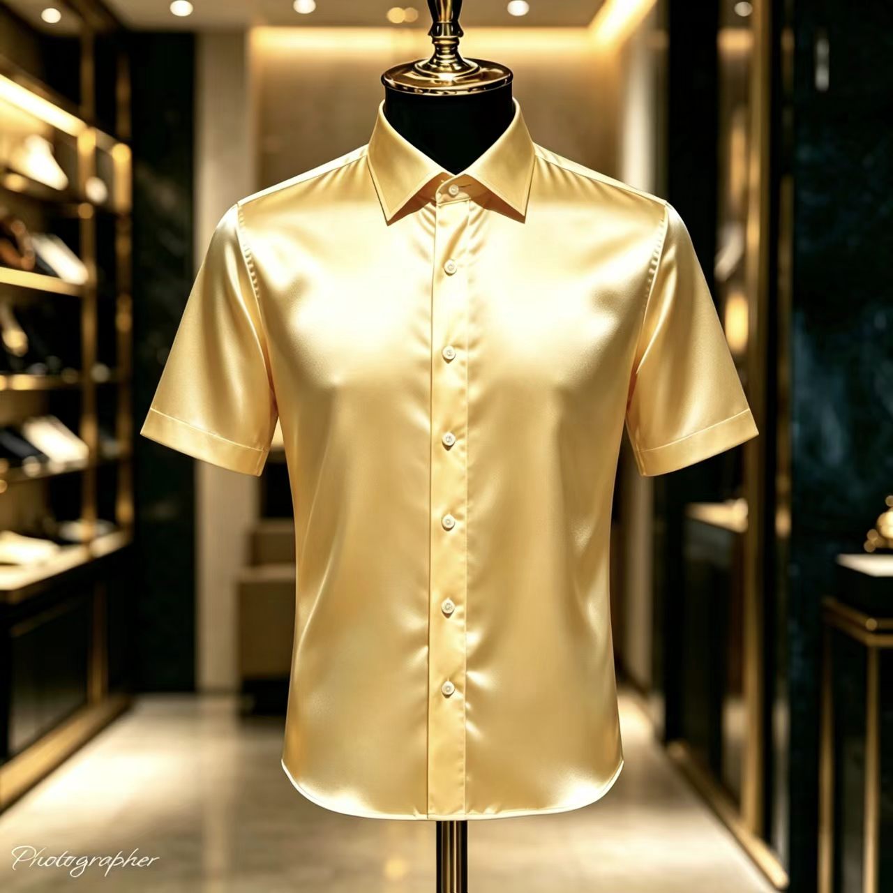 Men's Solid Color Satin Short- - Mens Satin Silk Dress Shirt incelemesi ve fiyatı